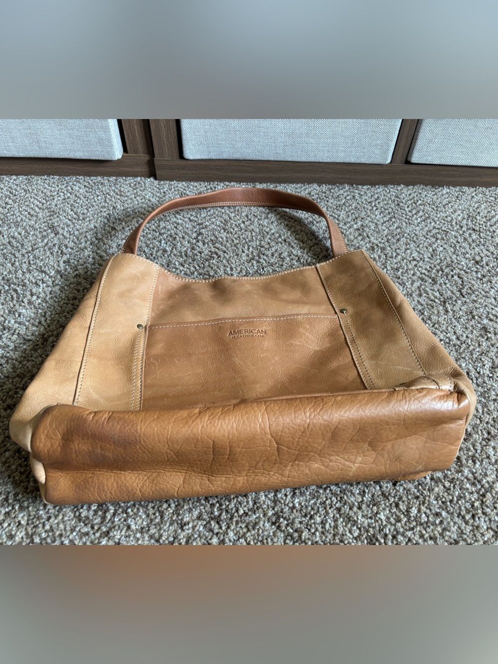 American Leather Co. Tan Shoulder Bag Purse Soft - Picture 2 of 8